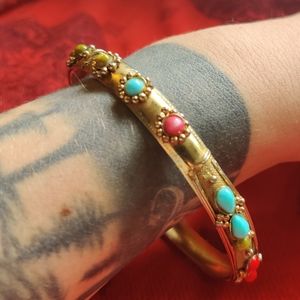 Turquoise Coral Bracelet Boho Gypsy Bohemian